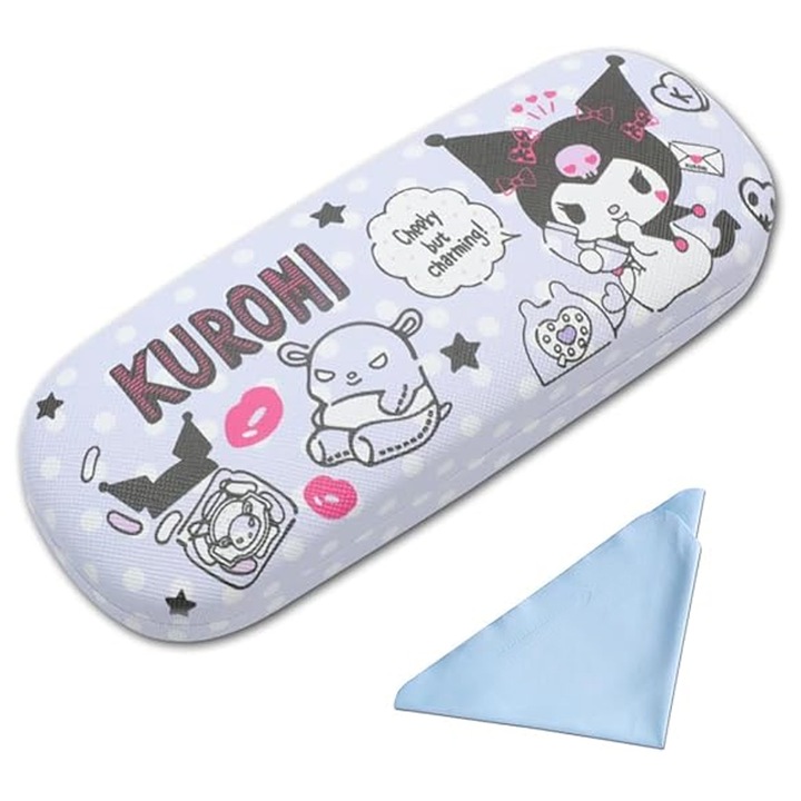 Toc Pentru Ochelari, Axroad Mall, Cu carpa de curatare, Model de desene animate, Impermeabil, Rezistenta la zgarieturi si praf, Usor de curatat, Potrivit pentru ochelari pentru miopie, PU, 17 x 6.5cm, Violet