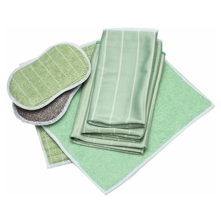 Set de 6 carpe din microfibra verde Cozevdnt pentru curatare si polishare, absorbante, durabile