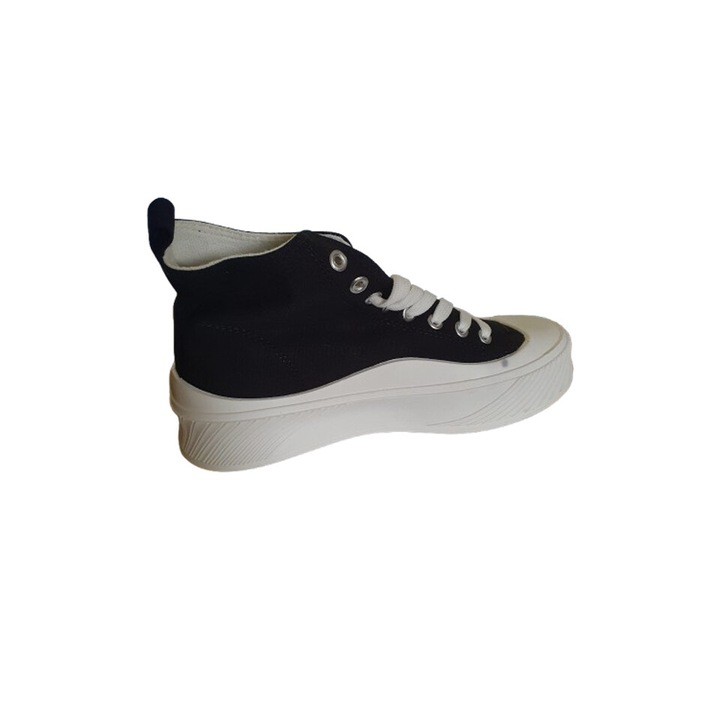 Pantofi sport dama cu glezne inalte, alb/negru, Alb