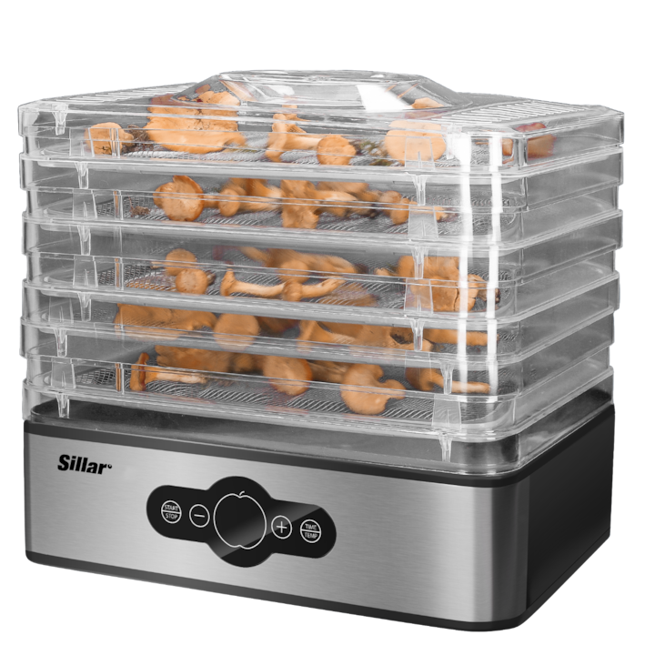 Deshidrator de alimente, Sillar, 240 W, control digital, 5 tavi inox, ventilator, 35-70 °C