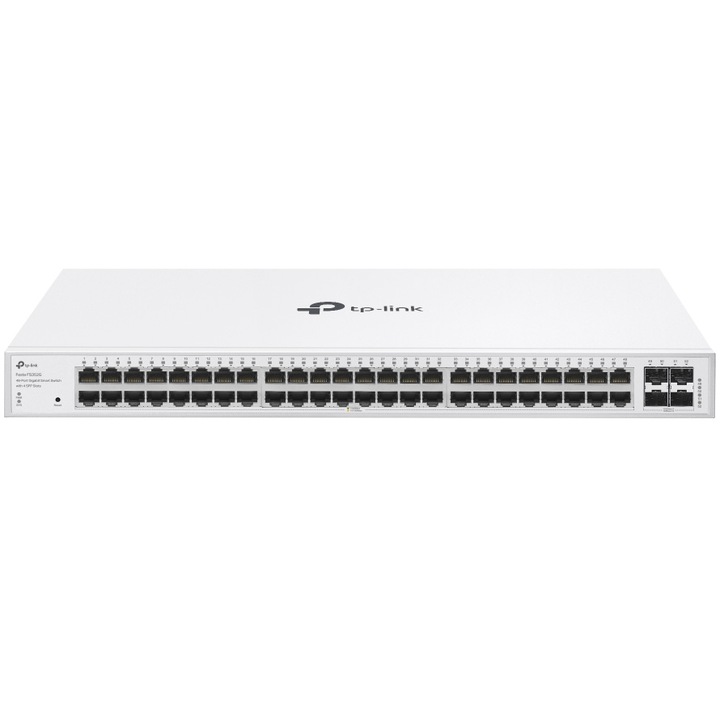 TP-Link Festa FS352G switch, 48 RJ45 Gigabit port, 4 Gigabit SFP slot, Fém ház, Rackbe helyezhető