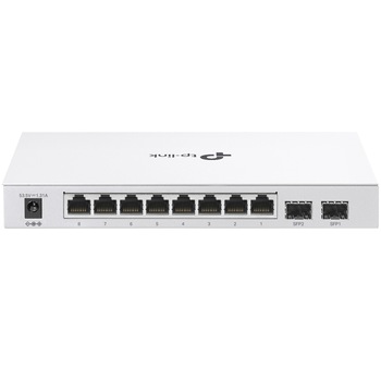 Switch TP-Link Festa FS310GP, 8 porturi Gigabit PoE+, 2 sloturi Gigabit SFP, 61W buget PoE, carcasa metalica