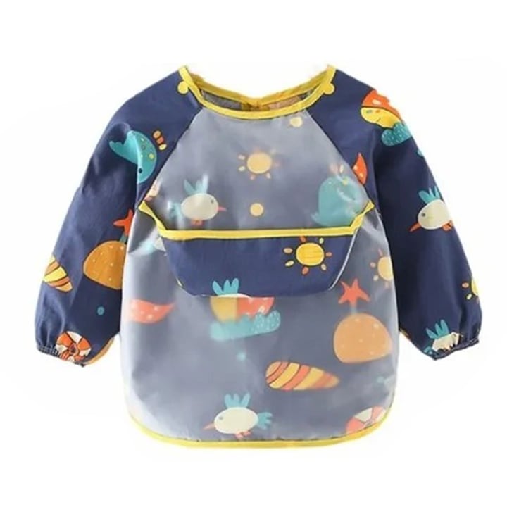 Jormftte baba előke, vízálló, állítható, gumírozott mandzsettával, sötétkék, 0-2 év