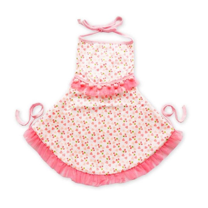 Jormftte etető előke babáknak, vízálló, rózsaszín szívecskés, 1-4 év, 38cm