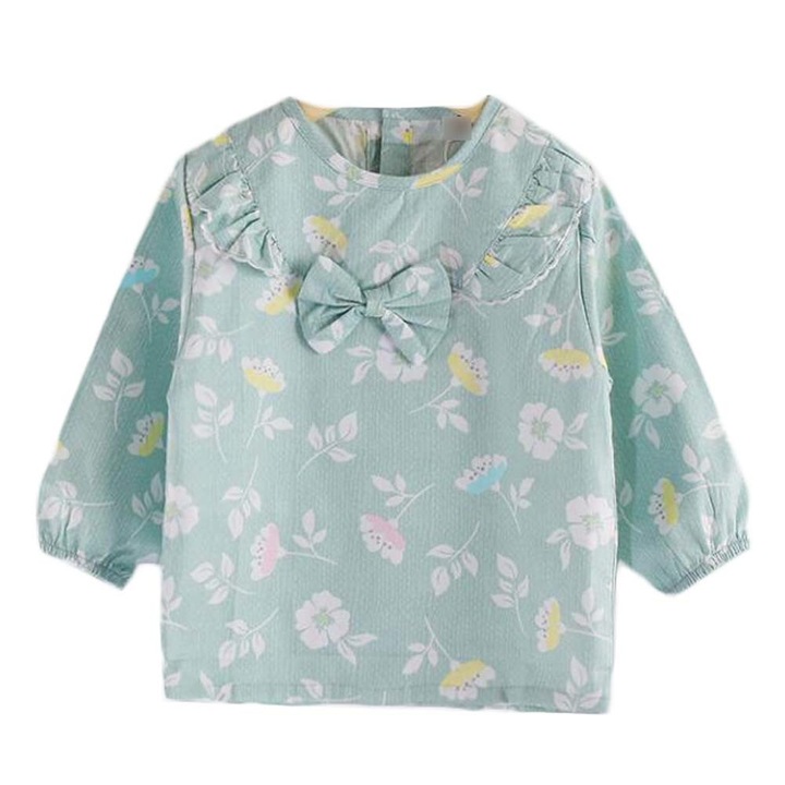 Jormftte baba overál, zöld virágokkal, 6-24 hónapos korig, 42x72cm, hosszú ujjú, vízálló