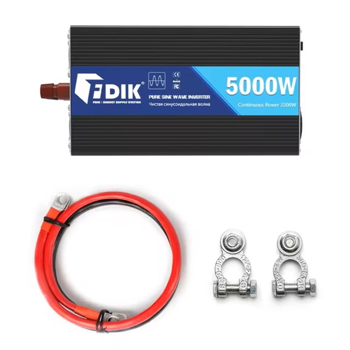 FDIK inverter, 12V, 5000 W, tiszta szinuszos fotovoltaikus panelrendszerekhez, lakókocsikhoz, kempingezéshez, autóhoz, teherautóhoz