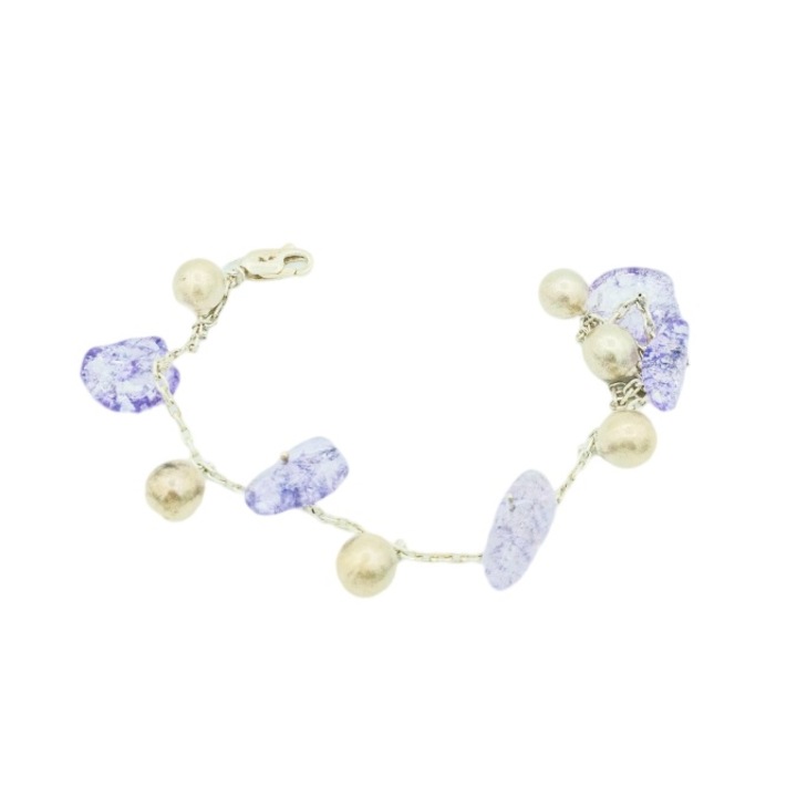 Bratara Argint 925 placat cu pietre de Ametist Cristiana 20 cm