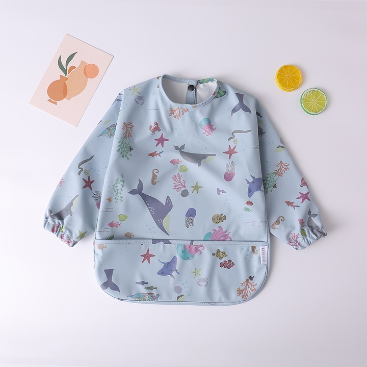 Jormftte vízálló babaelőke, 1-3 év, kék, újrafelhasználható, puha