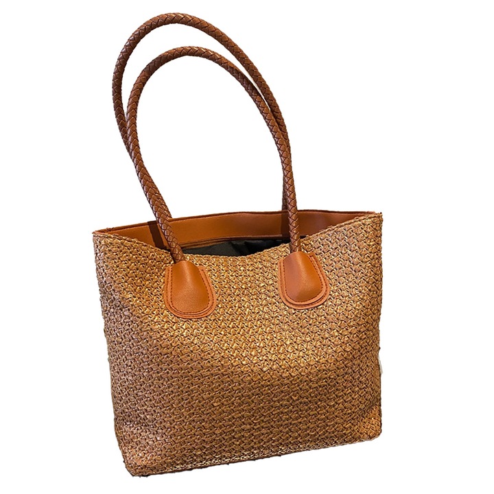 Szalma válltáska, Jormftte, nagy kapacitású, könnyű, barna színű, univerzális méret