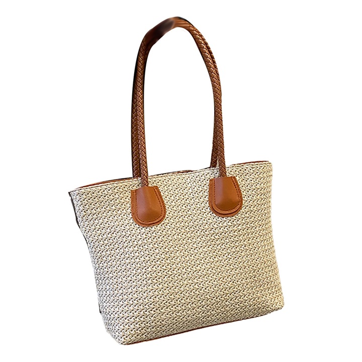 Szalma válltáska, Jormftte, nagy kapacitású, bézs, univerzális méret