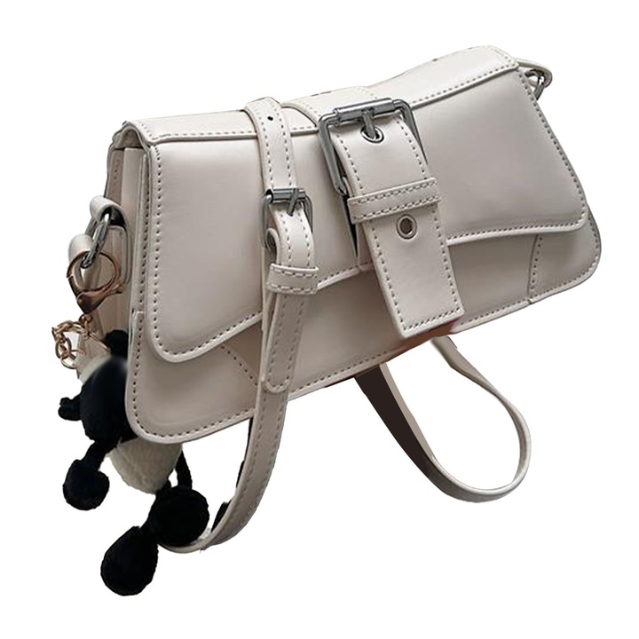 Jormftte női válltáska, retró stílusú, minimalista design, fehér, univerzális méret