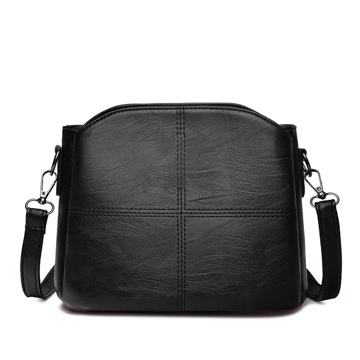 Jormftte női válltáska, nagy űrtartalmú, PU anyag, kopásálló, fekete