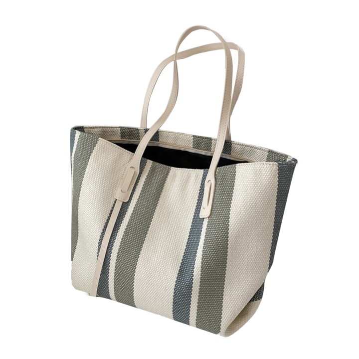 Női válltáska, Jormftte, nagy kapacitású, egyszerű stílus függőleges csíkokkal, fehér