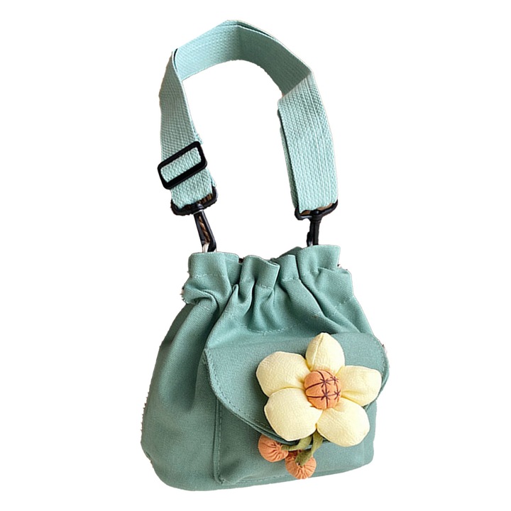 Vödörtáska, Longziming, 14x31x45cm, vászon, nagy kapacitású, kék/sárga