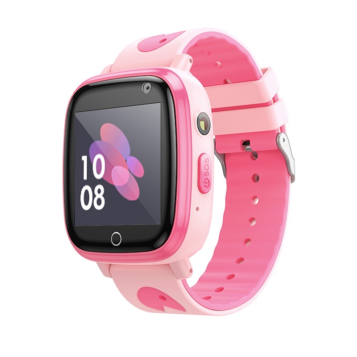 Смарт часовник HOCO Y100, детски, 400mAh батерия, Bluetooth, 32Mb+32Mb памет, силиконова каишка, розов