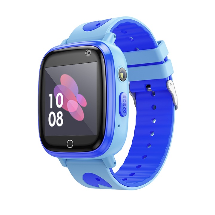 Смарт часовник HOCO Y100, за деца, 400mAh батерия, Bluetooth, 32Mb+32Mb памет, силиконова каишка, син