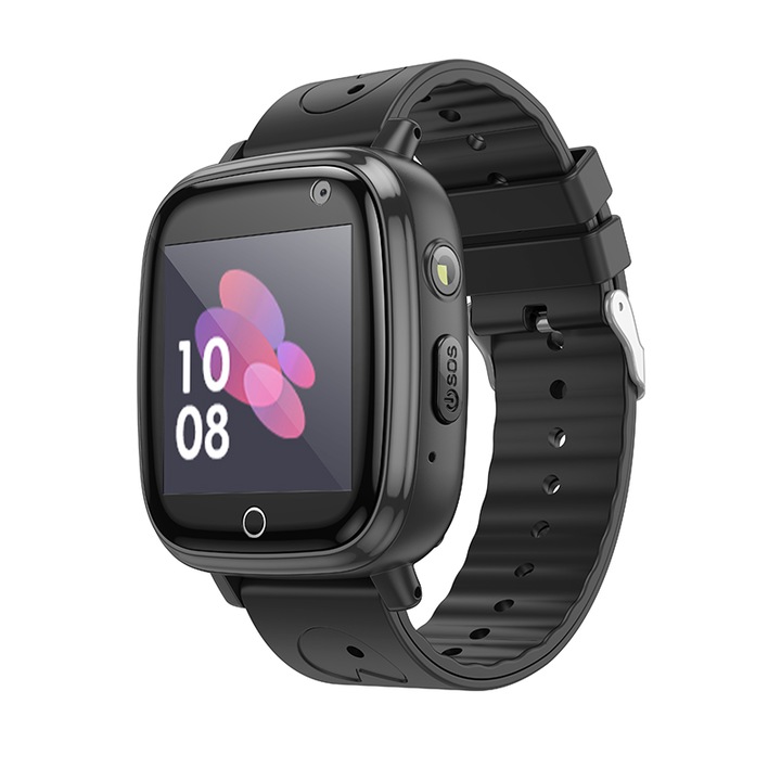 Смарт часовник HOCO Y100, детски, 400mAh батерия, Bluetooth, 32Mb+32Mb памет, силиконова каишка, черен