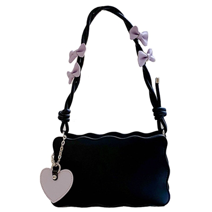 Jormftte női válltáska, PU, fekete, megfelelő kapacitású, elegáns részletekkel díszítve