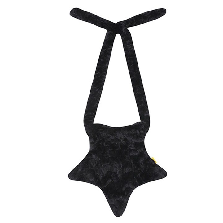 Jormftte plüss válltáska, csillag alakú, nagy kapacitású, fekete, univerzális méret