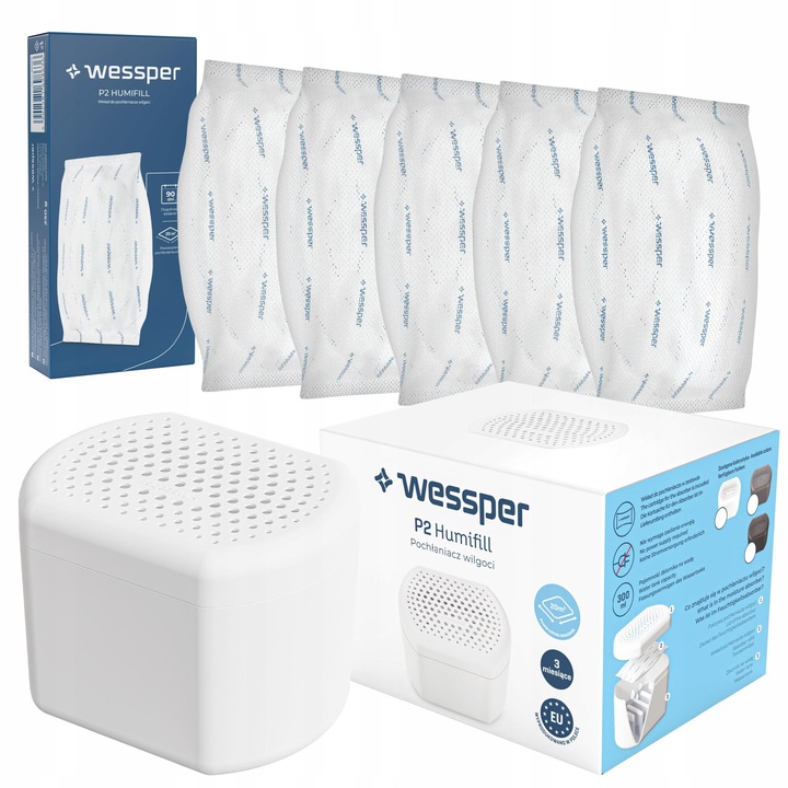 Dezumidificator, absorbant de umiditate Wessper P2 Humifill + 6x cartuse absorbant Set