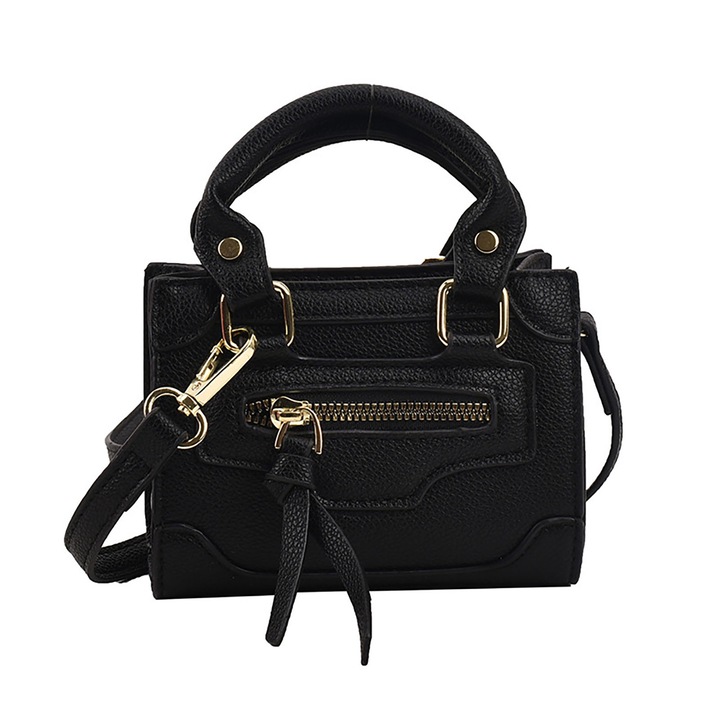 Női válltáska, Longziming, poliuretán, fekete