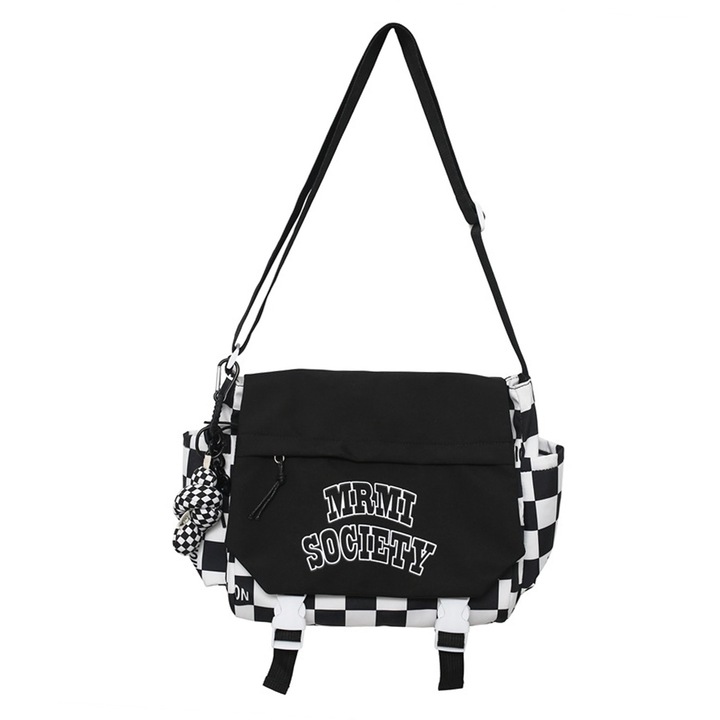 Női válltáska, Longziming, nylon, fekete