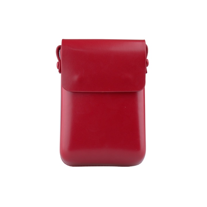 Jormftte női táska, piros, mágneses csattal, állítható pánttal, telefonhoz és kiegészítőkhöz