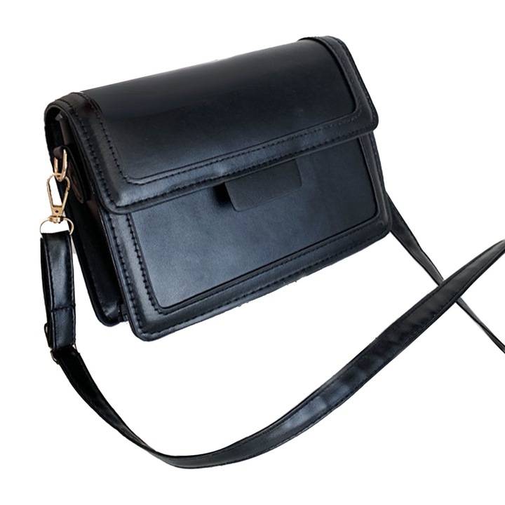 Női válltáska, longziming, PU, fekete