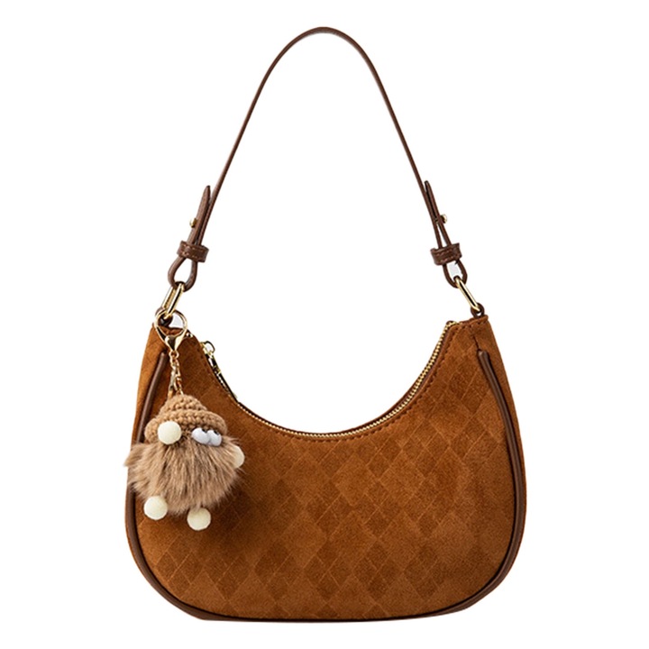 Női válltáska, Longziming, poliészter, barna