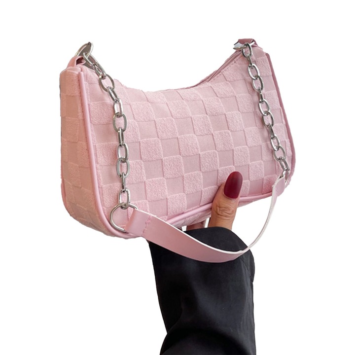 Női válltáska, longziming, poliészter, rózsaszín