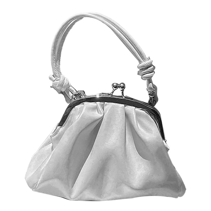 Női válltáska, longziming, fehér/ezüst, poliuretán