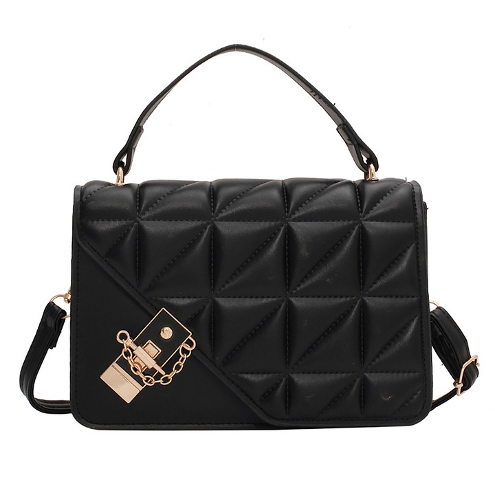 Jormftte női válltáska, rombusz design, PU anyag, fekete, univerzális méret