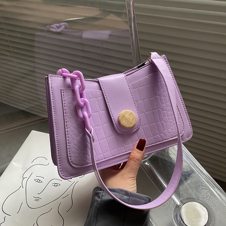 Retro válltáska, Jormftte, nagy kapacitású, lila színű, női