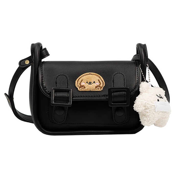 Női válltáska, longziming, ökológiai bőr, fekete