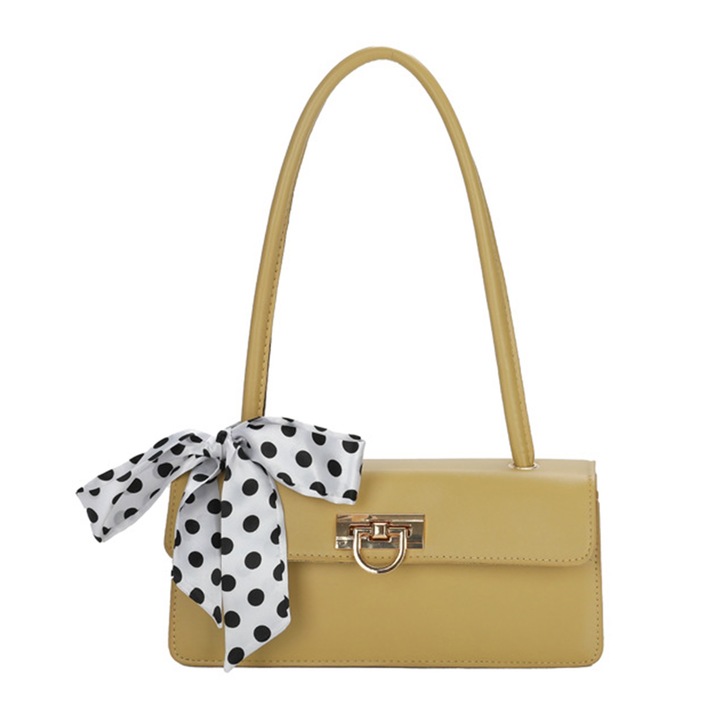 Női válltáska, Jormftte, redőzött modell, nagy kapacitású, khaki színű, 27.5x12x7cm