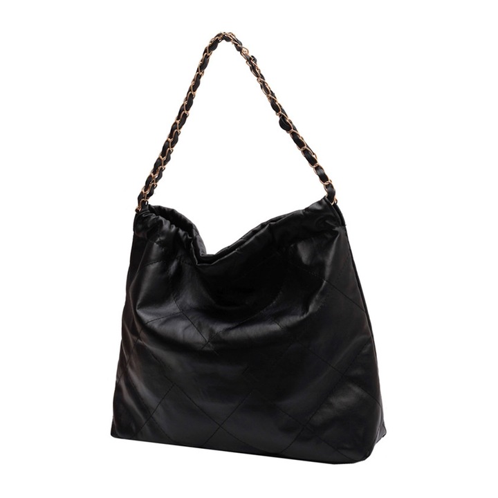 Női válltáska, Jormftte, nagy kapacitású, nyomott mintás, fekete, egy méret