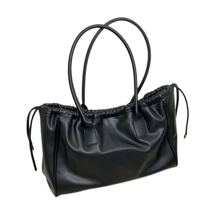 Válltáska zsinórral, Longziming, poliuretán, fekete