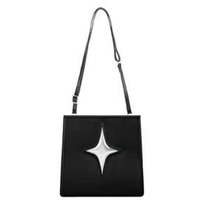 Jormftte női válltáska, csillagmintás, nagy kapacitású, fekete, egy méret