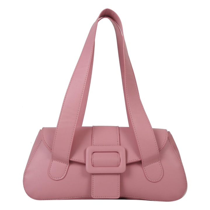 Jormftte női válltáska, trapéz alakú, puha PU bőr, rózsaszín, szabad méret, mindennapi használatra.