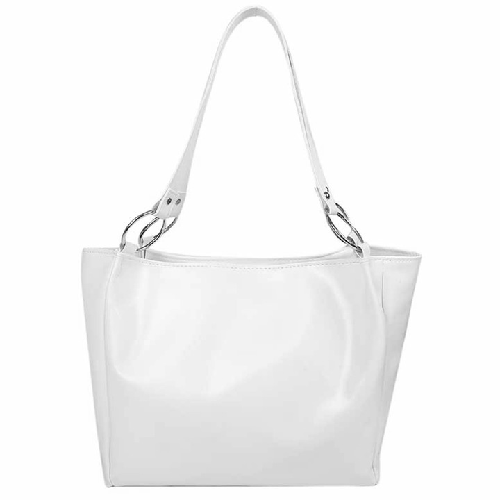 Női táska, Longziming, Bőr/poliészter, Fehér
