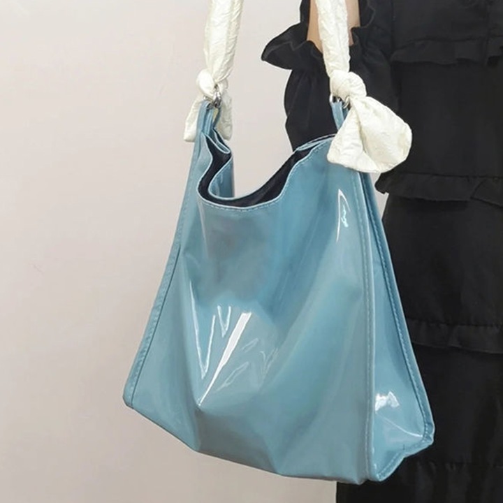 Női válltáska, longziming, poliuretán, kék/fehér