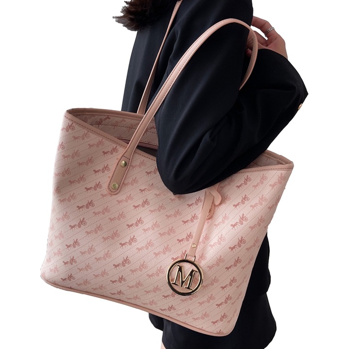 Női táska, Longziming, rózsaszín, poliuretán