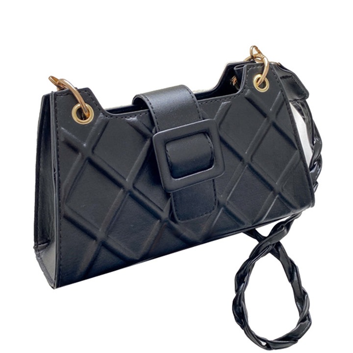 Női válltáska, longziming, vízálló, poliészter/poliuretán, fekete/arany