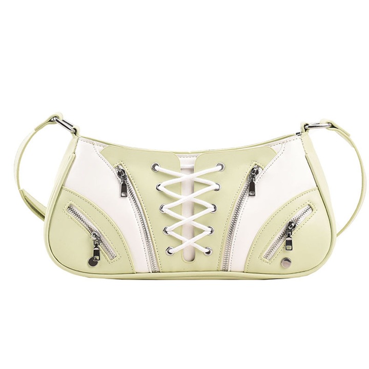 Jormftte PU válltáska, színes design, állítható, zöld, egy méret