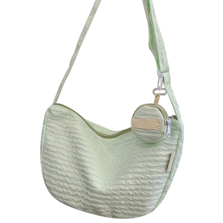 Jormftte női válltáska, nagy kapacitású, édes stílusú, nylon, zöld, egy méret