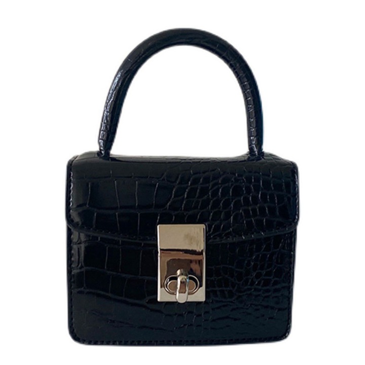 Női válltáska, longziming, PU, fekete/ezüst