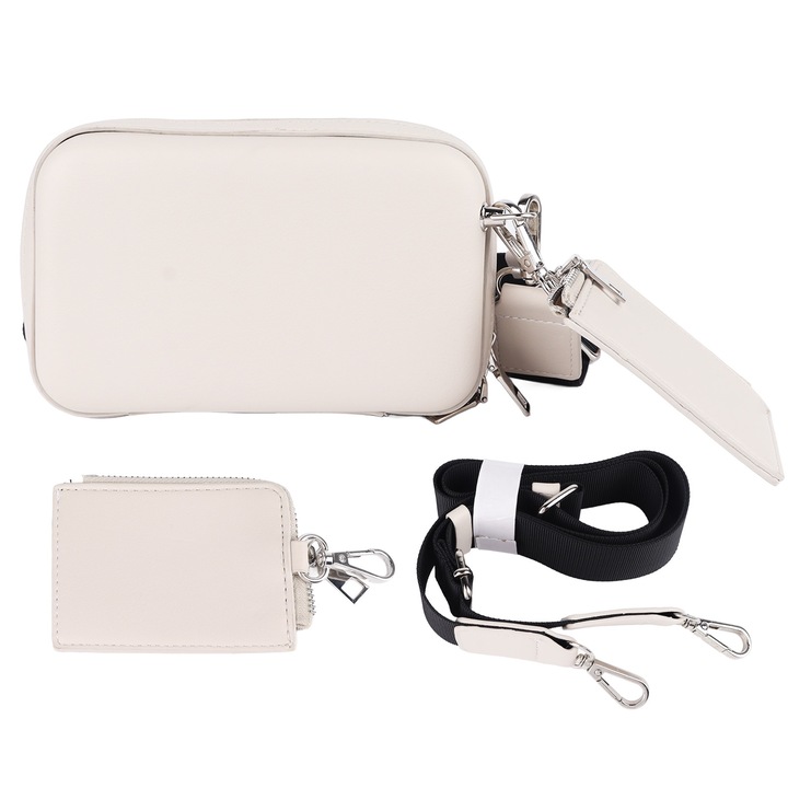 Jormftte női válltáska, nagy kapacitású, PU bőr, fehér, négyzet alakú