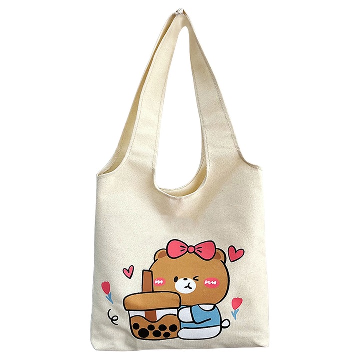 Jormftte válltáska, nagy kapacitású, vonzó design, vászon anyag, fehér, egy méret