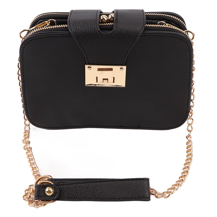 Jormftte női válltáska, PU bőr, modern design, nagy kapacitású, fekete, univerzális méret