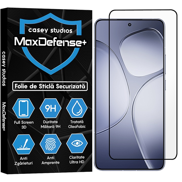 CASEY STUDIOS™ üvegfólia Xiaomi Redmi K70 Ultra készülékhez, teljes 3D fólia, teljes ragasztó, edzett üveg, katonai keménység, Ultra HD, professzionális 3D képernyővédelem, karcálló, ütésálló, fekete